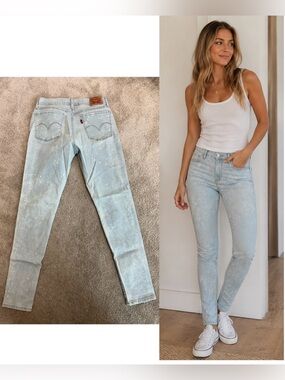 Levi’s Women’s 710 Super Skinny Light Blue Skinny Jeans Sz 30 paint splatter